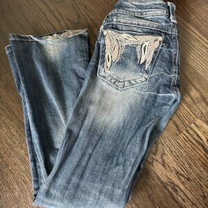 Women's Blue Jeans with Embroidered Pocket
